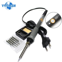 220V 60W Electrical Soldering Iron Adjustable Temperature Soldering Gun Welding Rework Repair Tool EU Plug with 5pcs Solder Tip