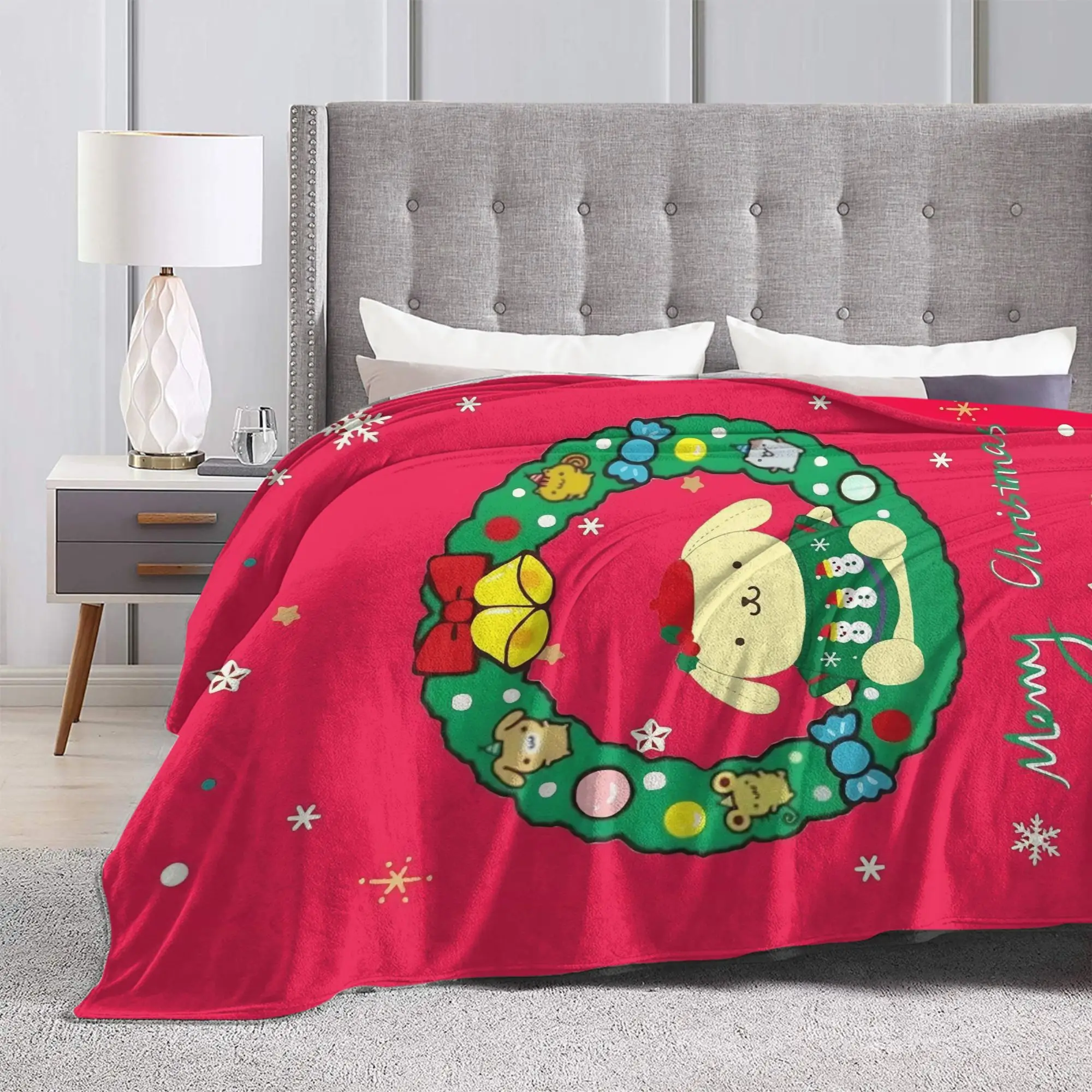 Pompompurins Merry Christmas Blankets Flannel Fall/Winter  Lightweight Thin Throw Blankets for Bedding Outdoor Plush Thin Quilt