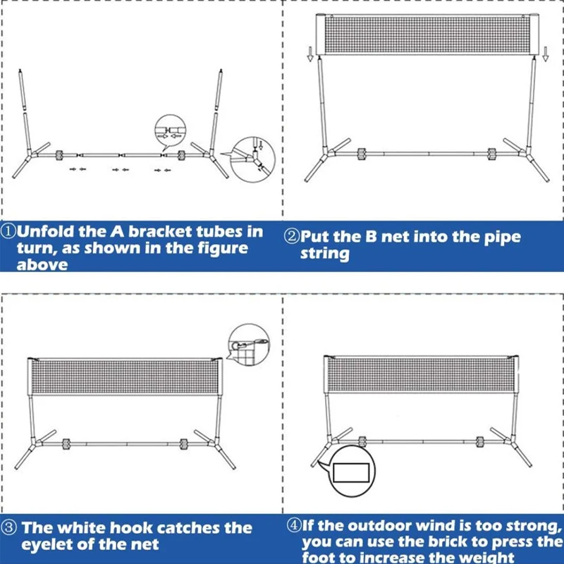 

Custom Portable Badminton Set Easy Foldable Net with Stand and Pole for Indoor/Outdoor Tennis and Badminton
