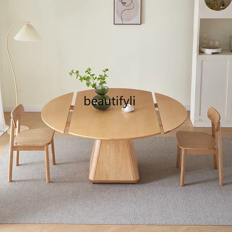 Q181 lNordic all solid wood dining table retractable dining table modern simple dual-purpose folding dining table