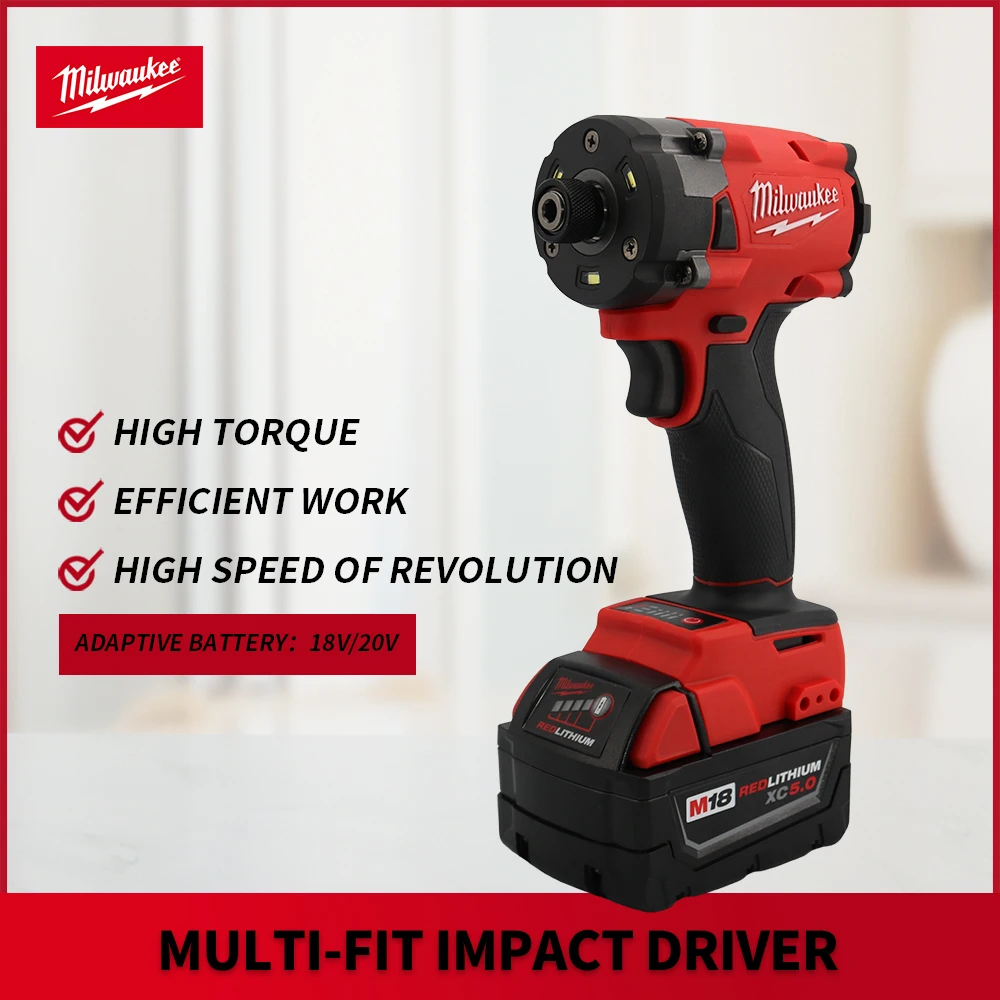 Milwaukee Impact Drive 300N.M Brushless Motor Impact Drill 1/2 Car Truck Repair Screwdriver Power Tools Uses 18V Lithium Battery