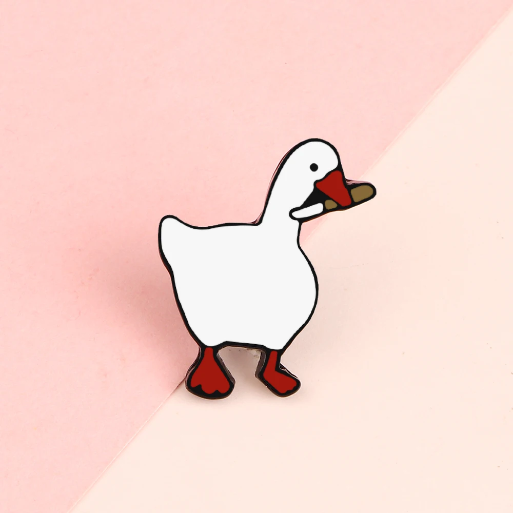 Naughty White Goose with Knife Enamel Pin Women Men High Quality Cute Animal Brooch Kids Coat Lapel Pin Badges Jewelry Gift New