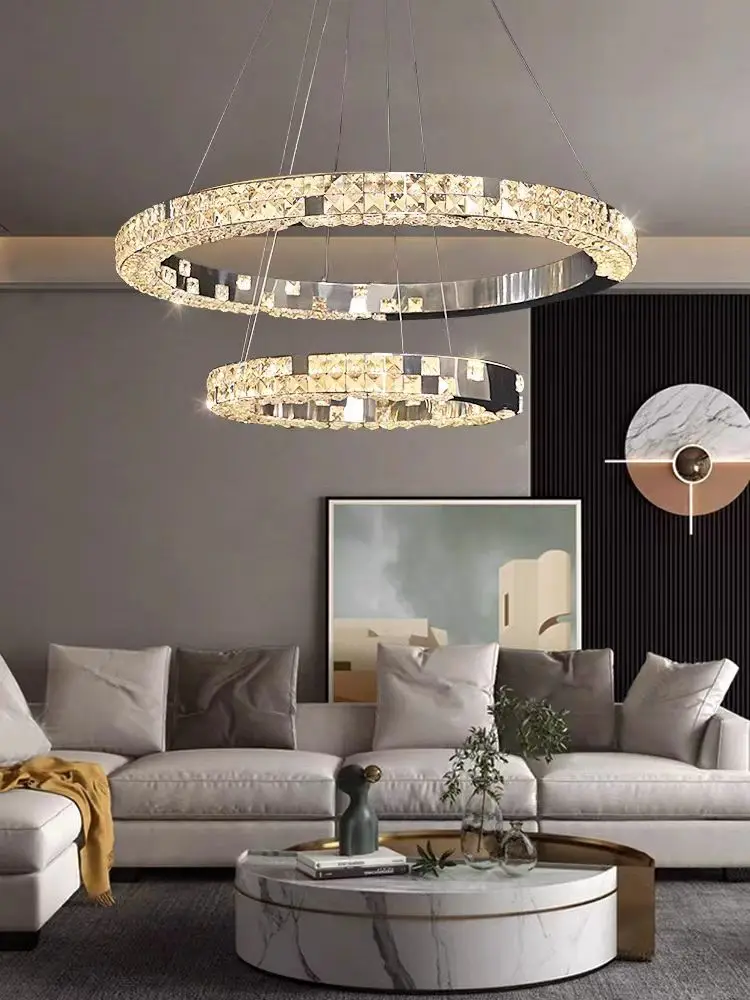 

Modern Luxury Crystal Pendant Lights Bedroom Dinning Living Room Ceiling Chandelie Lighting Room Decor Gold LED Ring Lamps