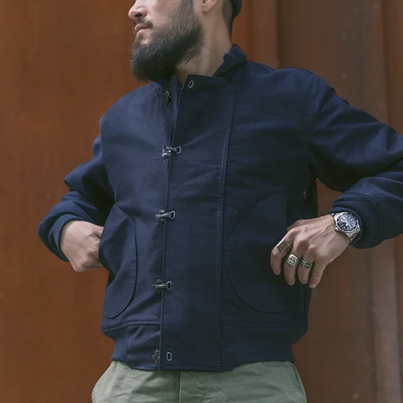 

Rugged Bronson USN 1943 Model Deck Hook Jacket Jungle Cloth Winter Men's Woolen Lined Coat