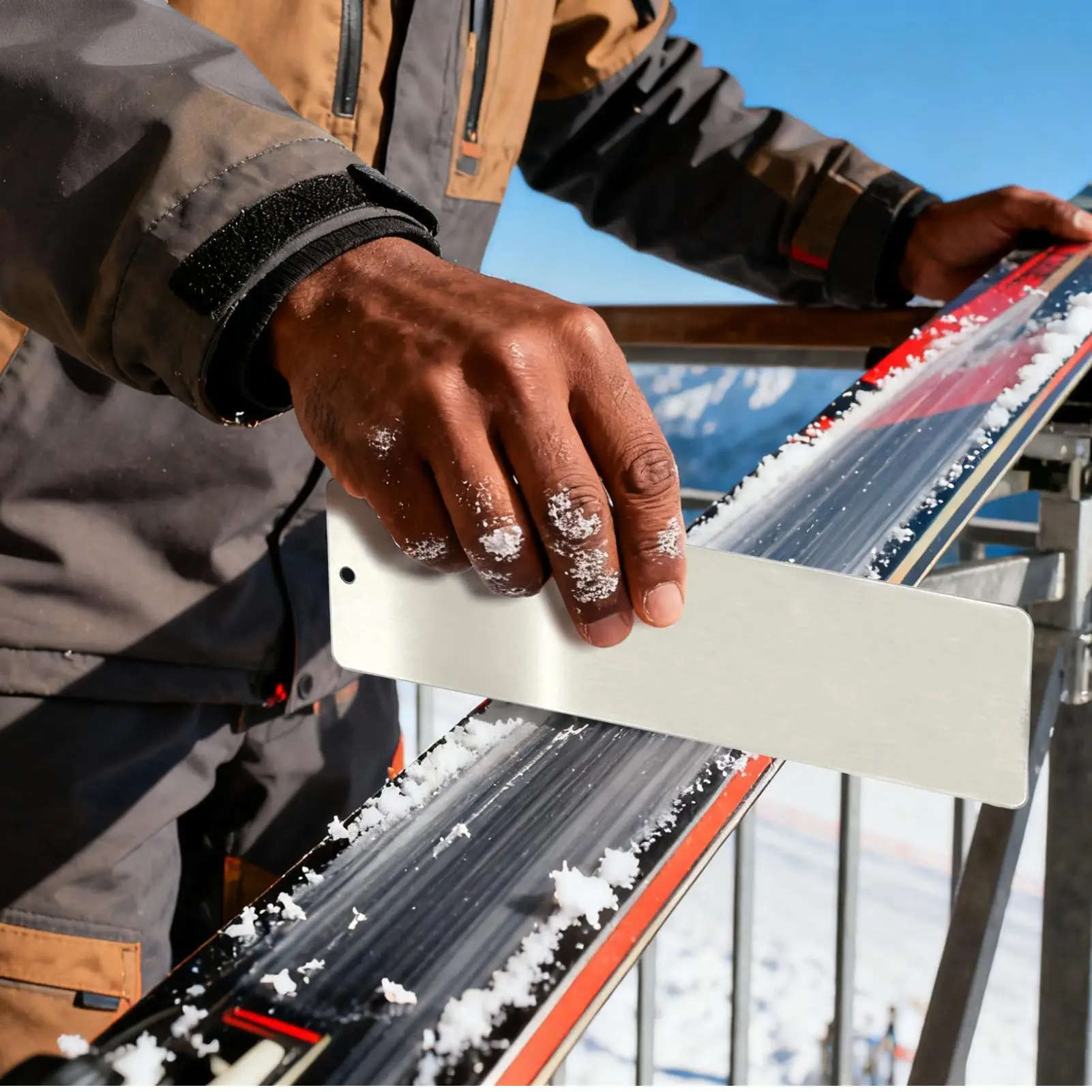 مجموعة مكشطة شمع من الفولاذ المقاوم للصدأ مكونة من قطعتين أداة ضبط احترافية للتزلج على الجليد لإزالة الشمع، مجموعة صيانة التزلج المحمولة #5
