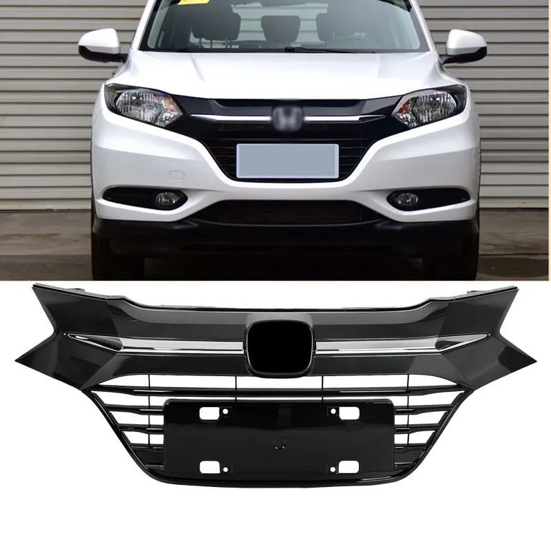 

For 2015 2016 2017 2018 Honda HRV HR-V Racing Grills Front Bumper Grille Chrome Plastic Honeycomb Hood Grill car accessories