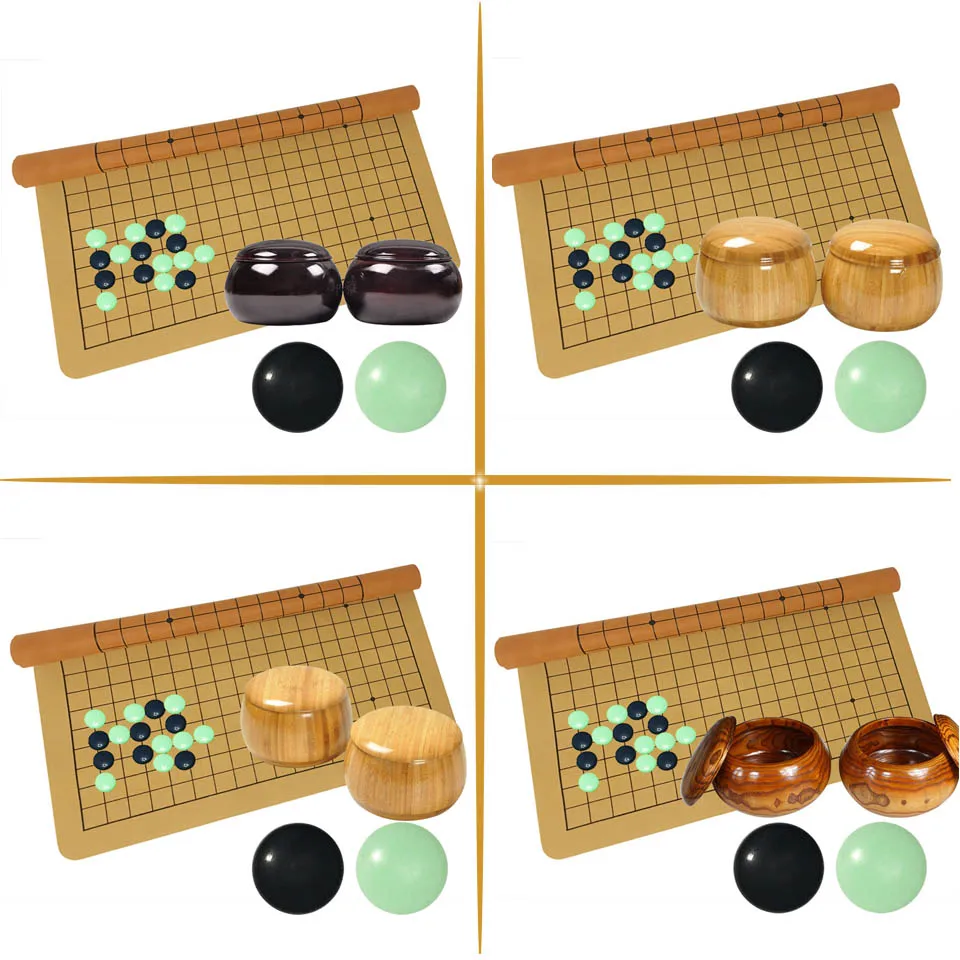 Plastic Go Game Set di scacchi 361 pezzi di scacchi 19 Road PU board gioco da tavolo in barattolo di legno o bambù cinese vecchio gioco di Go Weiqi