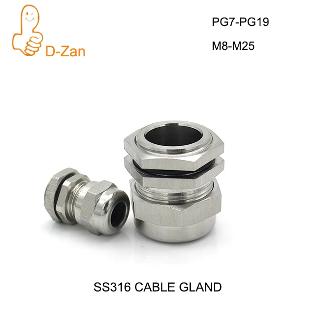 Waterproof 316 Stainless Steel Cable Gland Metric Or PG Thread Metal Fixing Seal Joint Locknut Stuffing Connecto