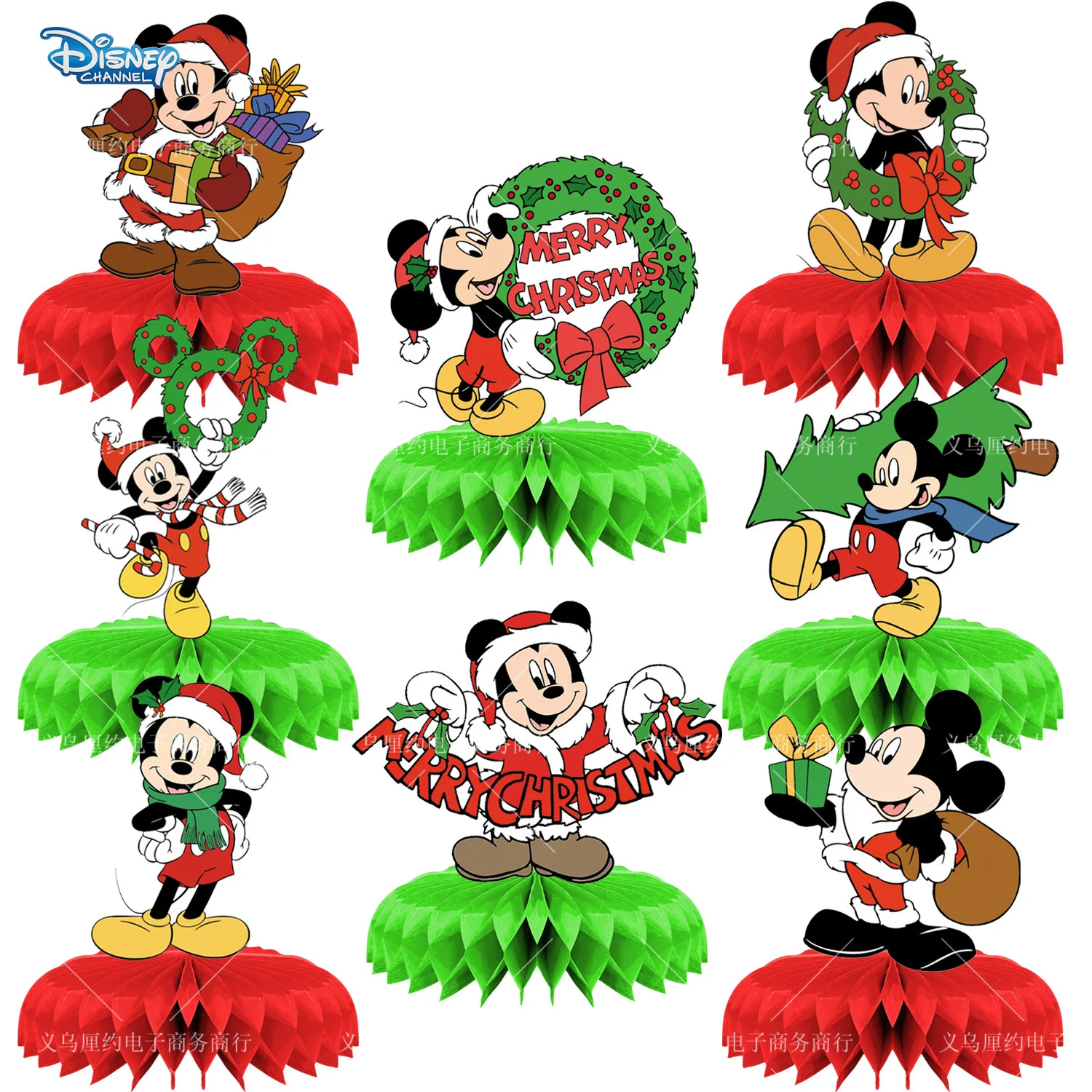 Disney Christmas 8pcs Mickey Party Decoration Christmas Mickey Mouse Ornament Holiday Honeycomb Ball Tabletop Decoration