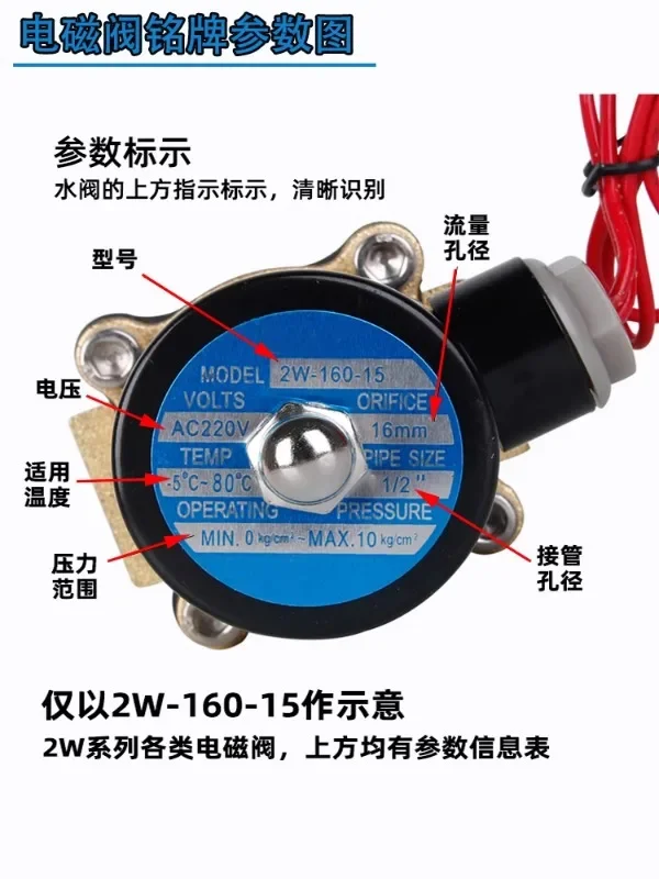 Pure copper coil normally closed solenoid valve water vapor valve AC220V 24V control water switch 12V thread