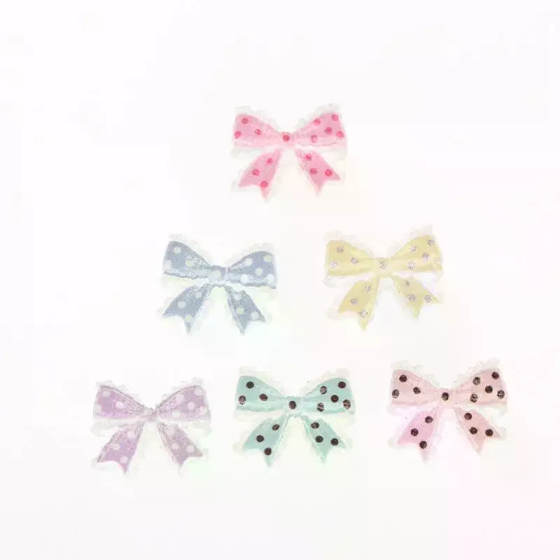 10PCS Planar Resin Bowknot Patches Small Dot Pattern for Scrapbook Diy Hairpin Decoration