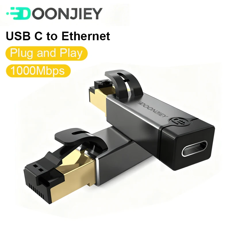 

USB C to Ethernet Adapter 1000Mbps Gigabit USB C Female to RJ45 Male Portable Network Converter for Laptop Smartphone Tablet