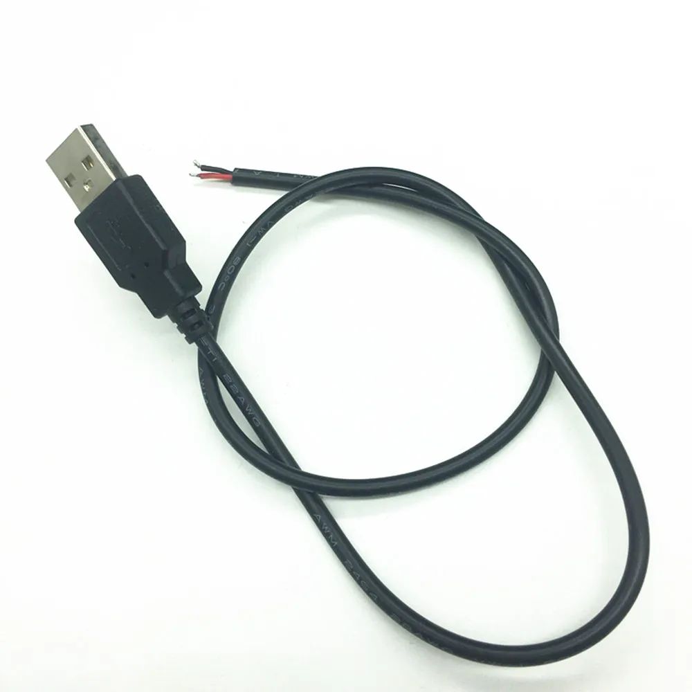 Conector USB LED de 50CM y 100CM, línea de Cable de 2 pines, conectores de Cable de conexión de alimentación para tira de luces LED de un solo Color DC5V