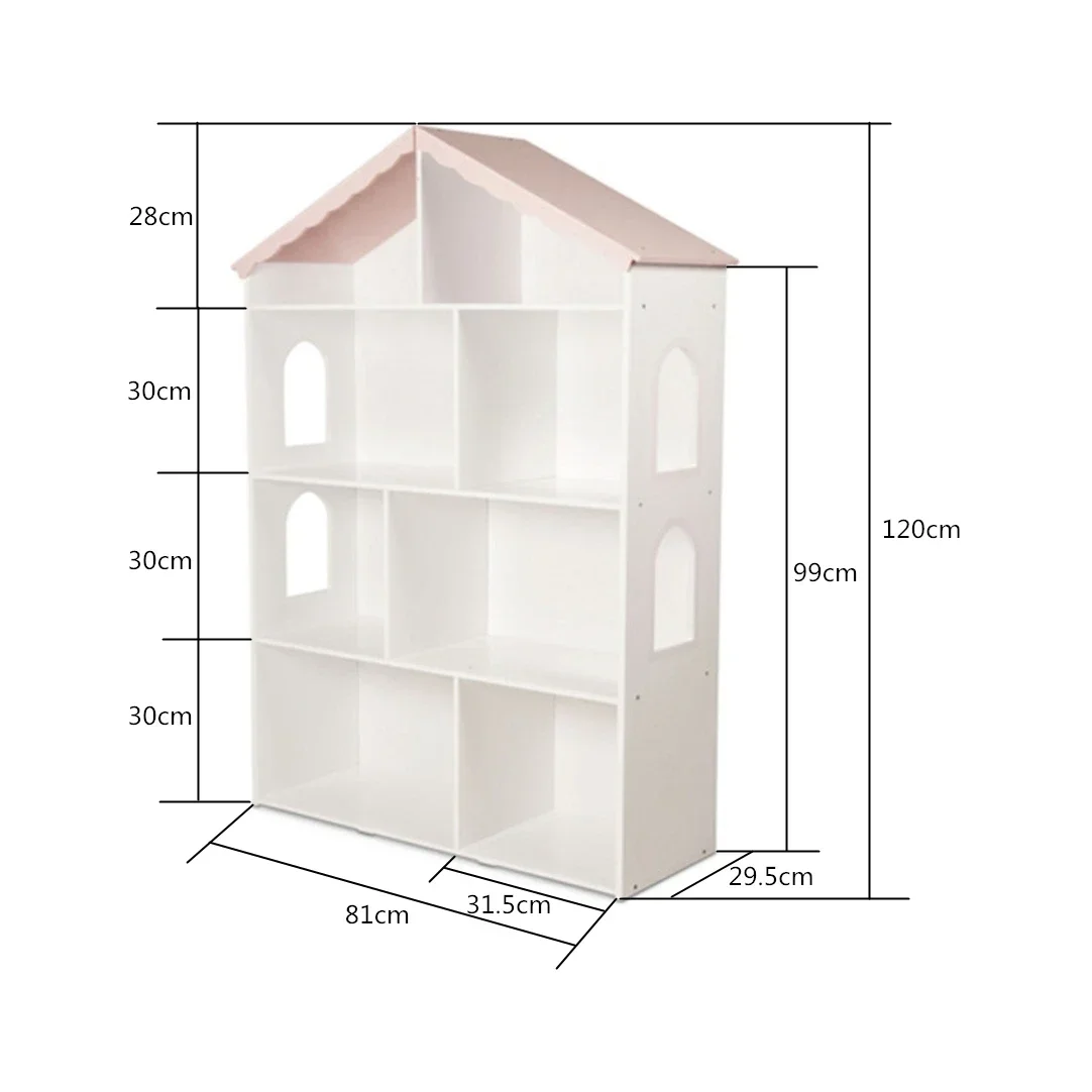 Wooden Bookshelf for Kids, Dolls House Cottage, Children's Bedroom Furniture, Display Bookcase, Storage Rack Shelves