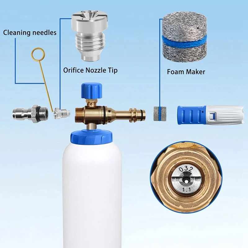 M11K-Foam Cannon Orifice Nozzle And Foam Maker Meshes Kit For Foam Cannon Replacement Thread Nozzle Tips And Mesh Filter