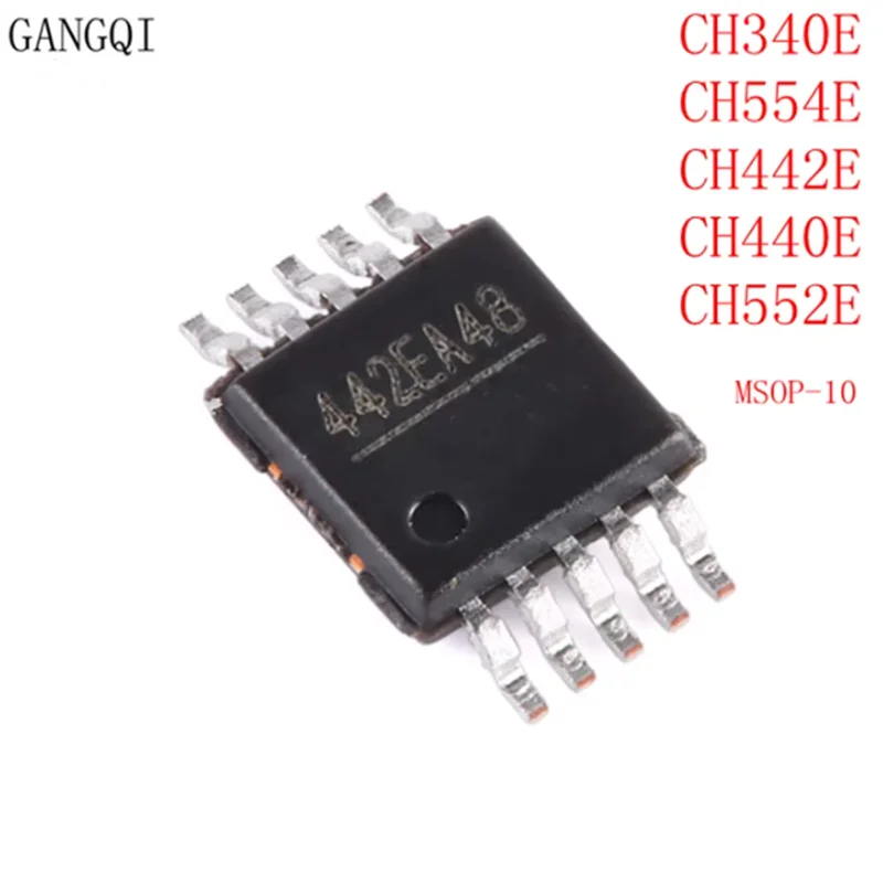 5Pcs New Original IC CH340E CH440E CH442E CH552E CH554E MSOP10 IC Foot Patch Density Chip IC Chip Built-in Crystal Vibration USB