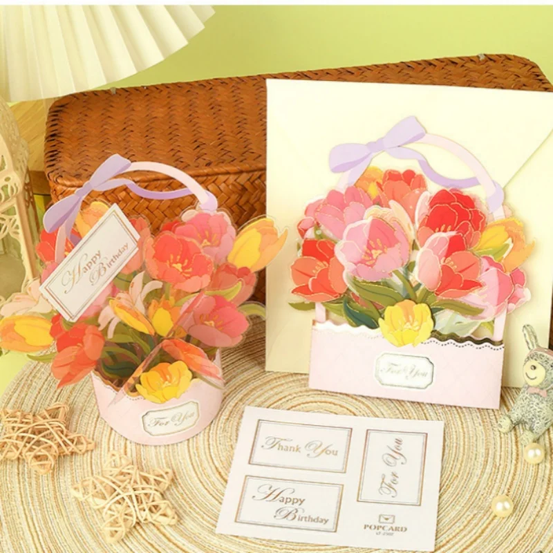 

Premium 3d Pop Up Flower Basket Card Mothers Day Gift Valentines Day Anniversary Birthday Greeting Cards Thank You Wishes Gifts