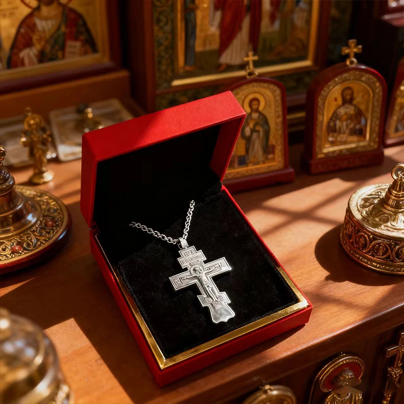 Neues 2026 Klassisches Orthodoxes Kreuz-Anhänger, vergoldet mit graviertem Kruzifix, christliche Andachtskette für den Gottesdienst und den Alltag – Detail 11