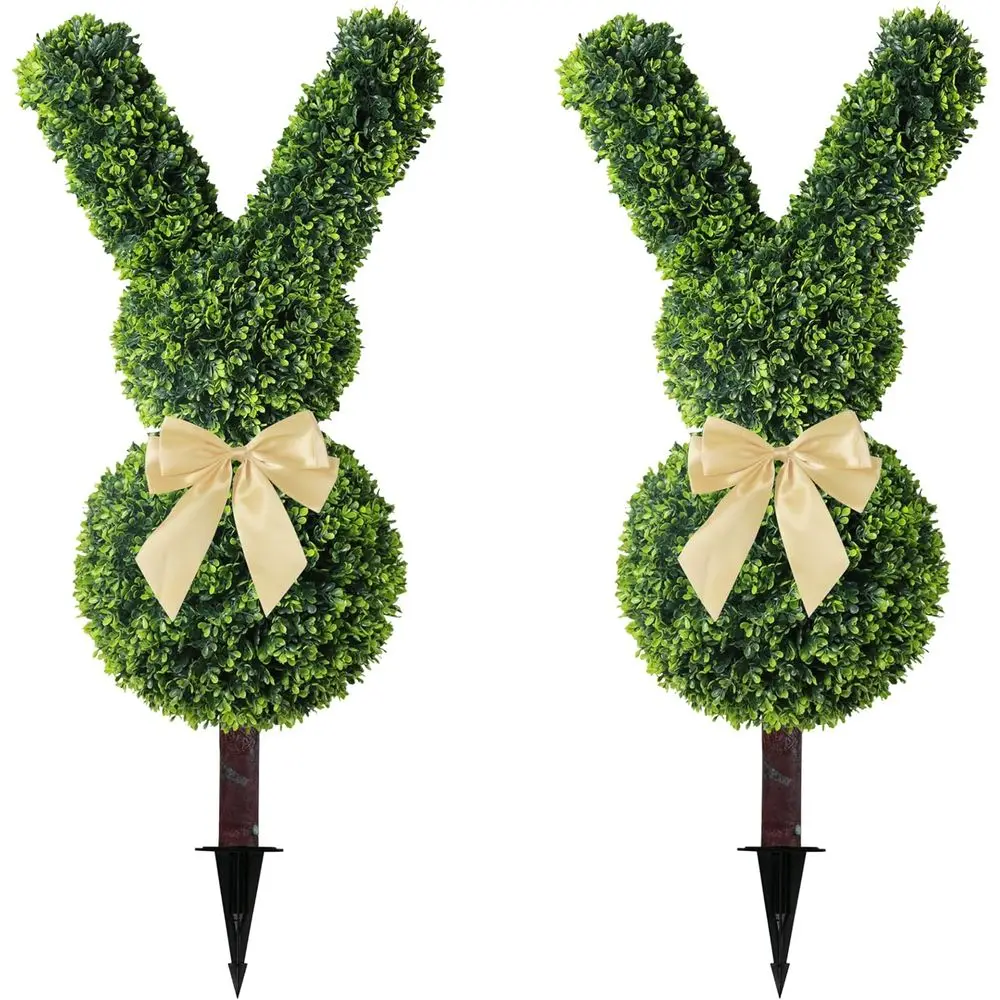 

35-inch UV-Protected Rabbit-Shaped Boxwood Topiary Trees, Set of 2 for Outdoor Garden & Porch Decor