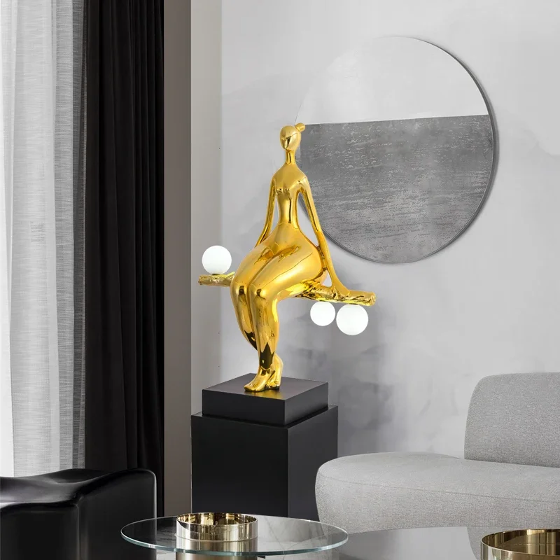 Figure sculpture decorative floor ornament porch light luxury floor lamp large ornament