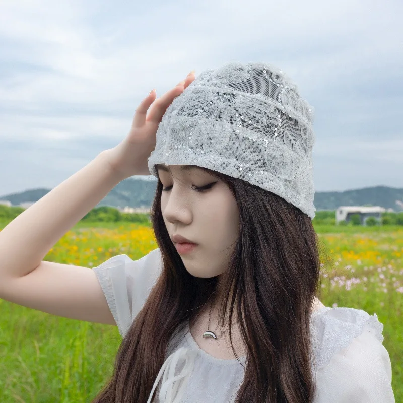 

Hot Pastoral Hat Lace Sweet Flowers Fashion Fairy Hat Hollow Breathable Bun Hat Summer Everything Thin MZ001