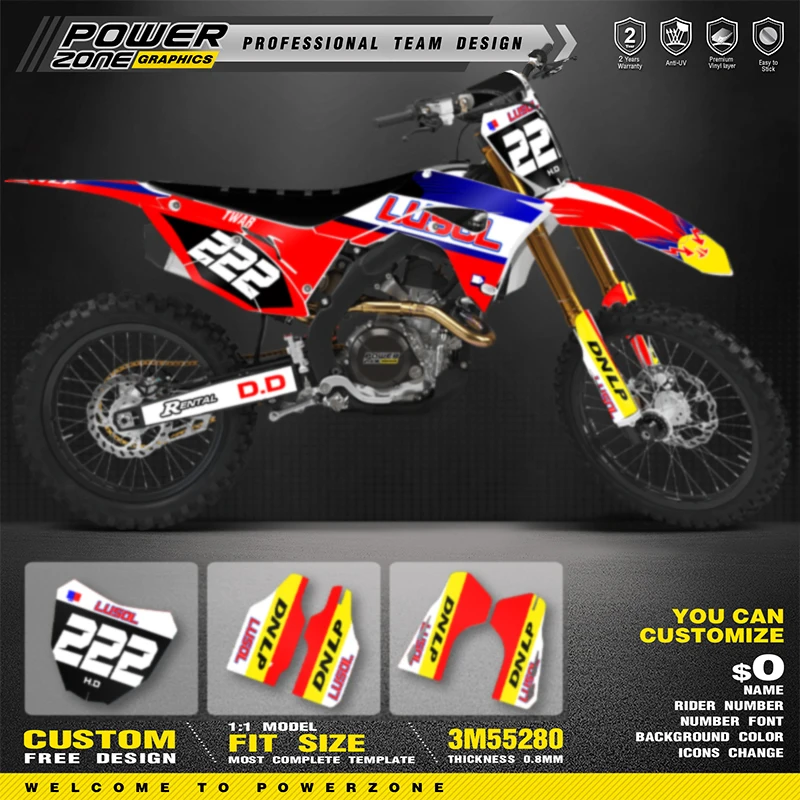 

PowerZone Custom Team Graphics Backgrounds Decals Stickers Kit For HONDA 2018 2019-2021 CRF250R 2017 2018 2018 2020 CRF450R 012