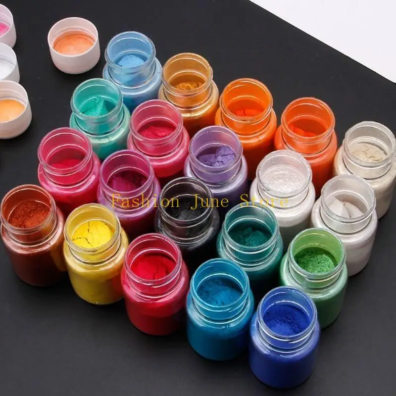 

N5KA 1Set Epoxy Resin Natural Mica Mineral Powder Cosmetic Grade Pearlescent Pigment