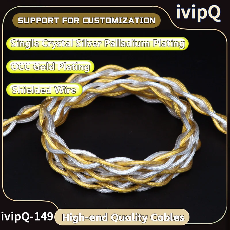 ivipQ 4 Core LIZT سلك التدريع HiFi IEM سماعة داخل الأذن كابل مراقبة 3.5/2.5/4.4 مللي متر ل IE900 MMCX/2PIN 0.78/QDC ل قيراط MK4