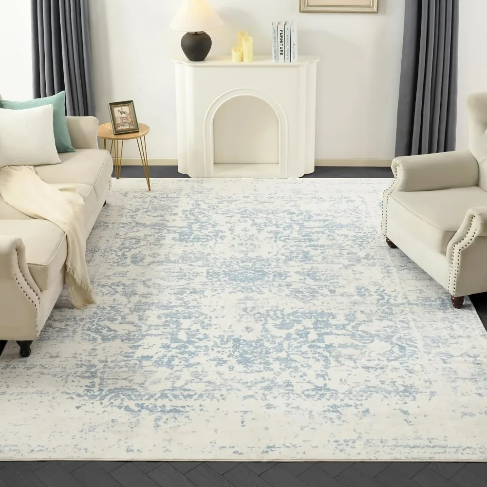 Washable Area Rug for Living Room -Stain Resistant Urtla Thin Rugs with Non Slip Rubber Backing - Indoor Floor Carpet for Dining