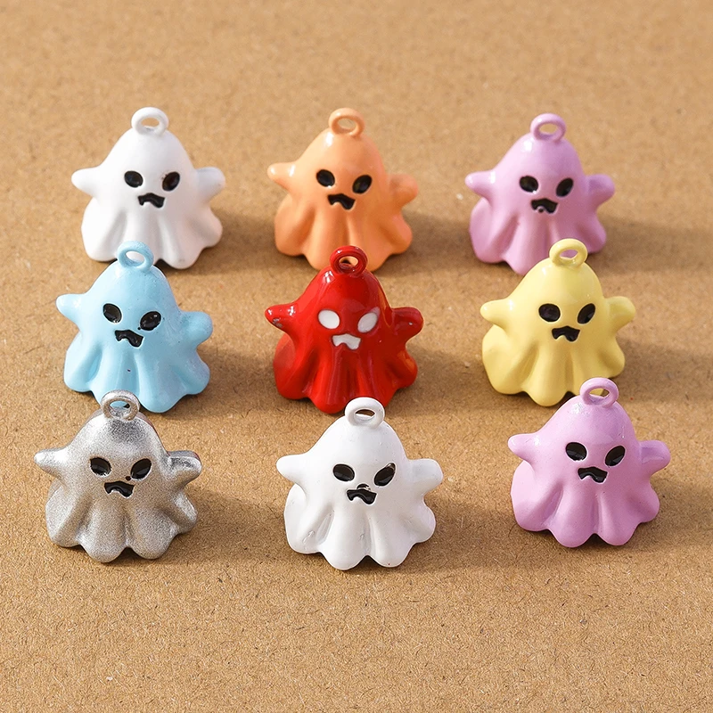 10pcs 20*17mm Cute Enamel Halloween Ghost Pendant Charm for Jewelry Making Earrings Necklace DIY Bracelet Accessories Supplies