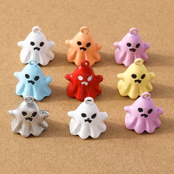 10pcs 20*17mm Cute Enamel Halloween Ghost Pendant Charm for Jewelry Making Earrings Necklace DIY Bracelet Accessories Supplies