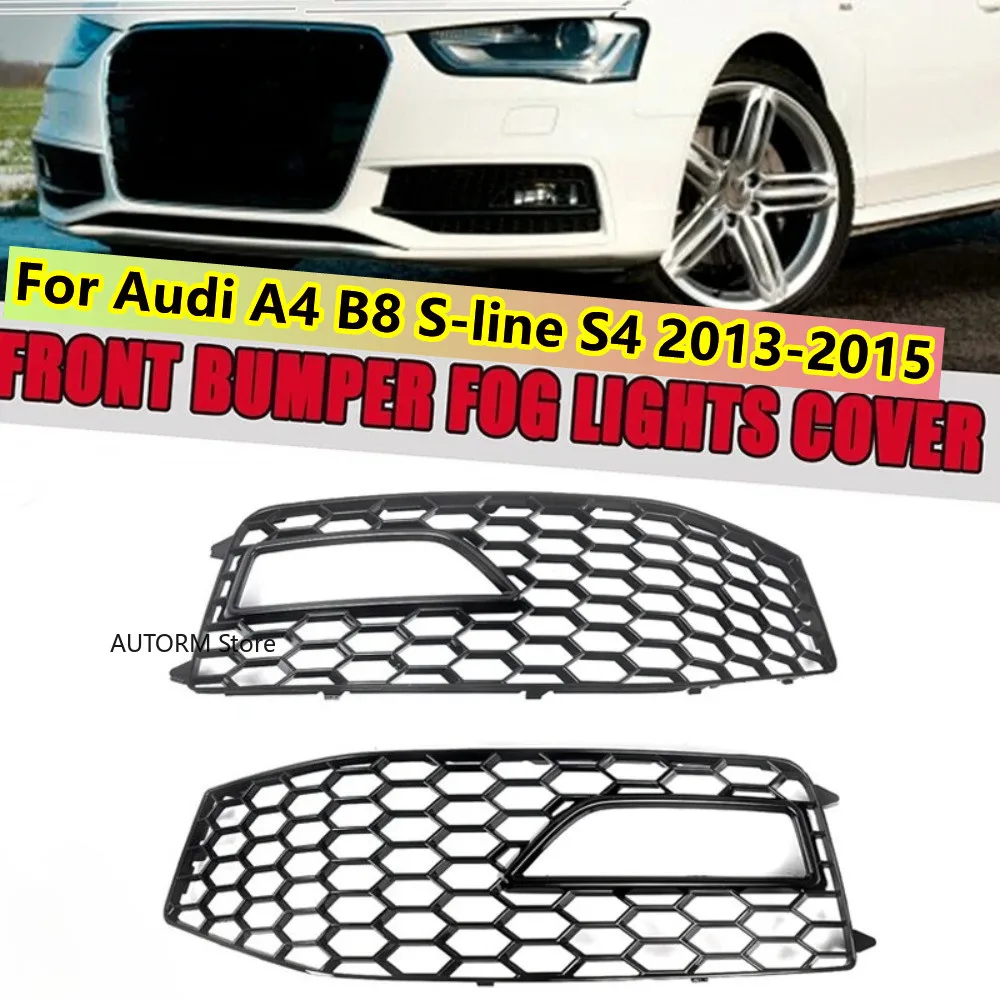 

For Audi A4 B8 S-Line S4 2012 2013 2014 2015 Pair Honeycomb Front Bumper Lower Fog Light Grill Grille 8K0807681L,8K0807682M