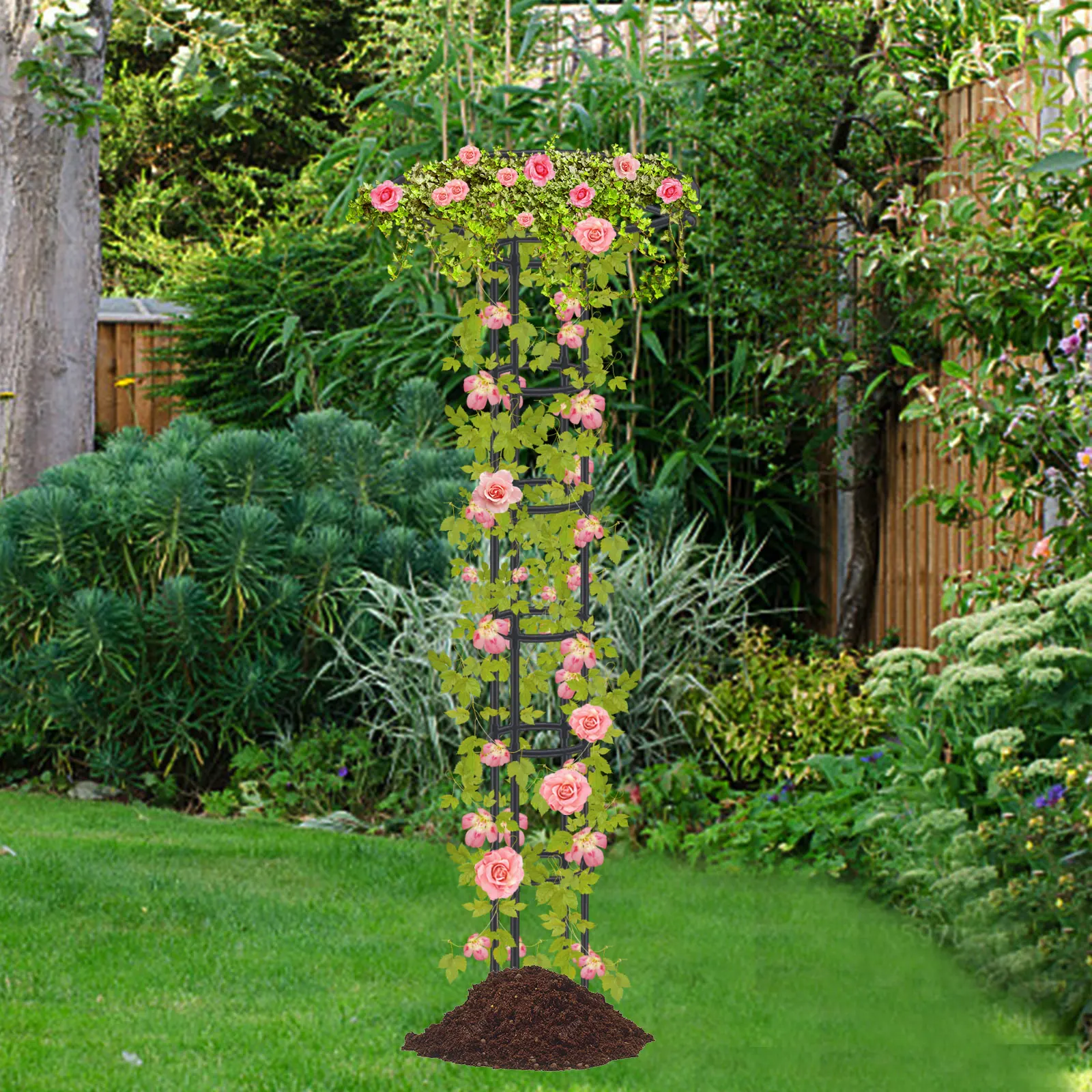 Garden Trellis with Mushroom Top Practical Support Rack for Potted Vines Roses Clematis Vegetables Climbing Plants Cultivation