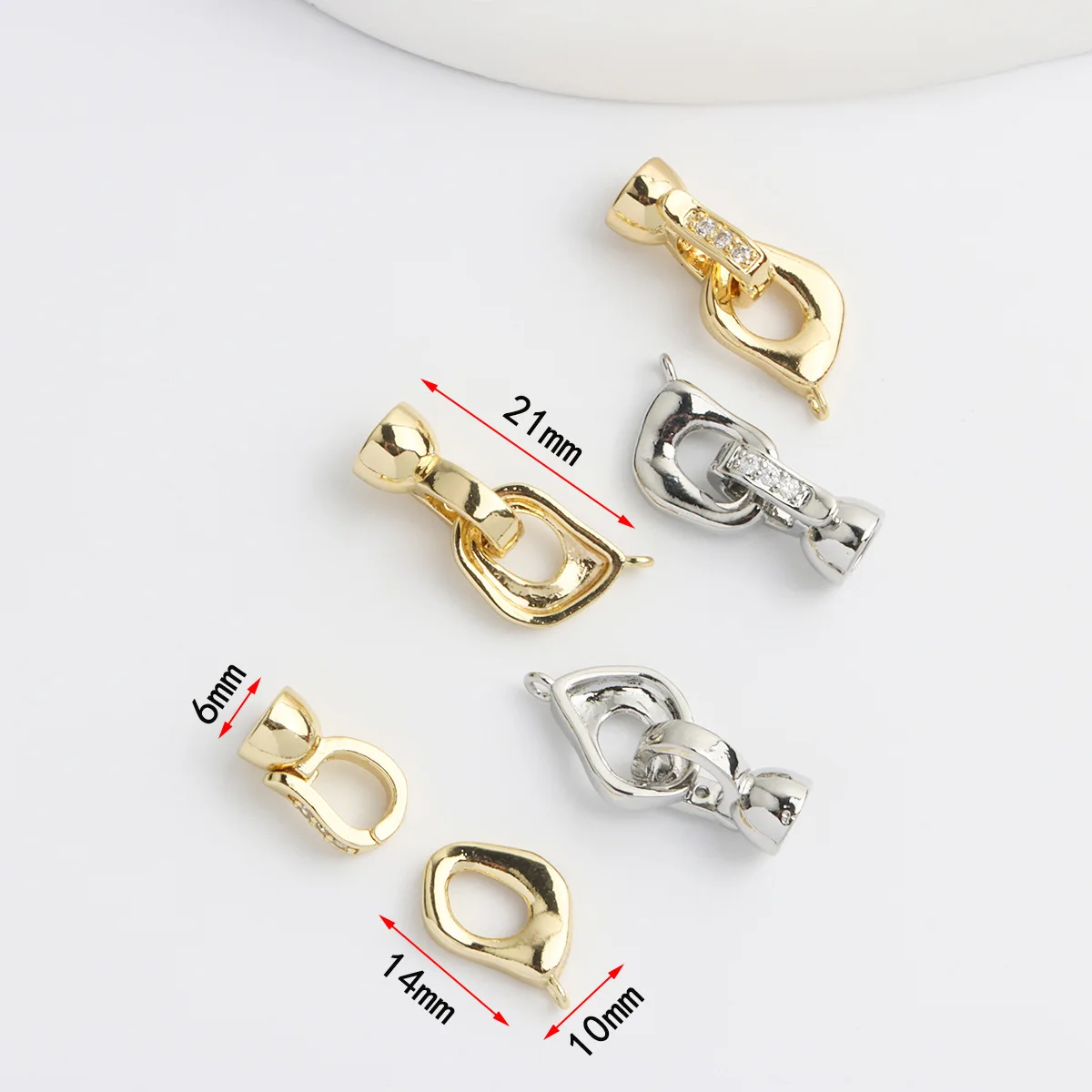 1 Piece Copper Gold-plated Irregular Square Single-breasted Pearl Necklace Bracelet Connecting Buckle DIY Jewelry Accessories