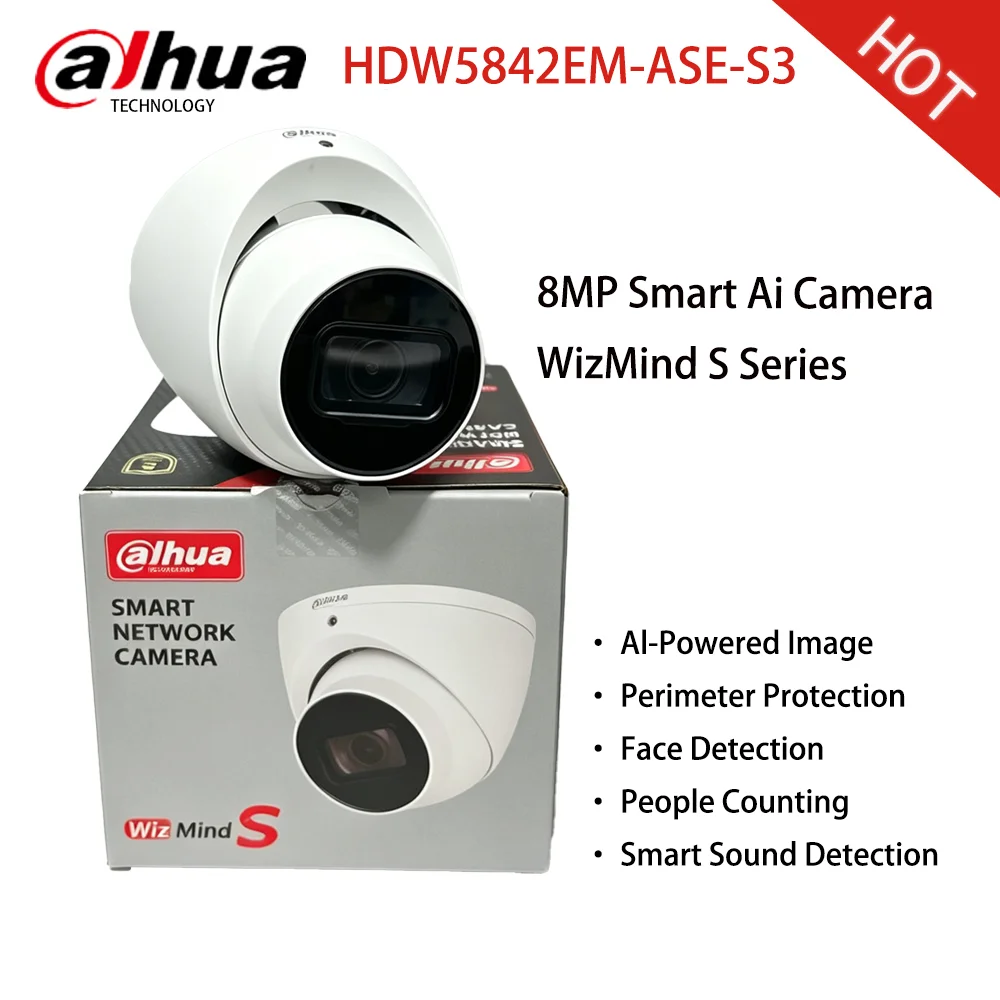 Dahua HDW5842EM-ASE-S3 8MP 4K WizMind S Ai Human and Vehicle Detection 30m IR IP67 MSD CCTV