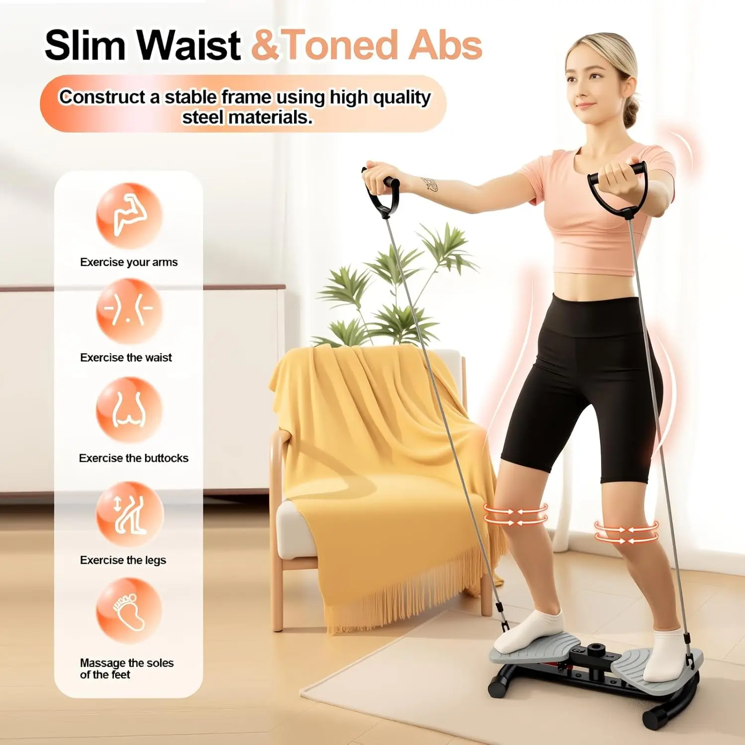 Waist Twisting Machine with LED Digital Monitor & Bonus Yoga Mat – Ultra-Quiet 20 dB Ab Twister Board, Non-Slip, Heavy-Duty 330