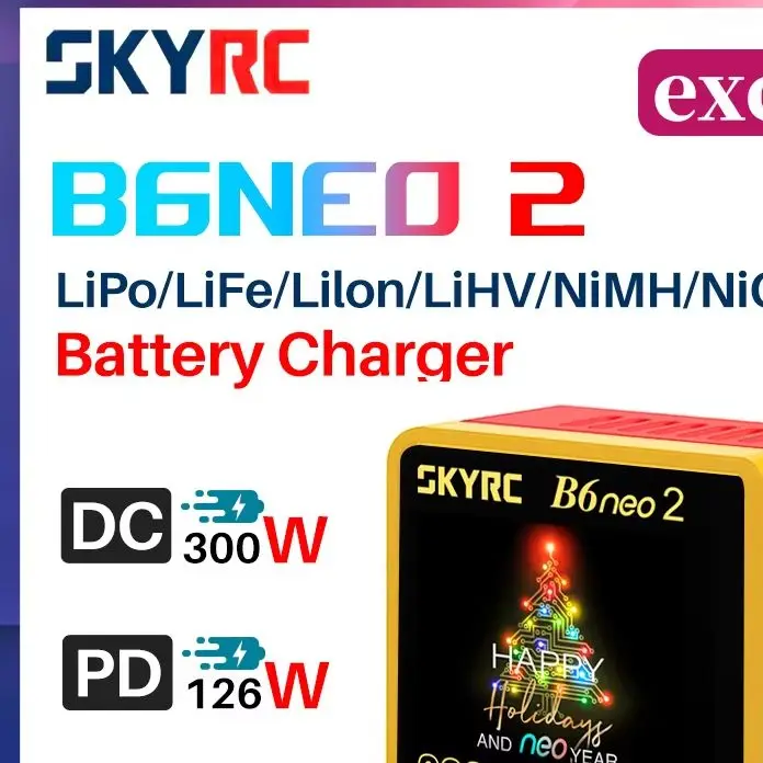 

SKYRC B6neo 2 Smart Charger Christmas Smart Charger DC 300W PD 126W LiPo/LiFe/Lilon/LiHV/NiMH/NiCd/Pb Battery Charger