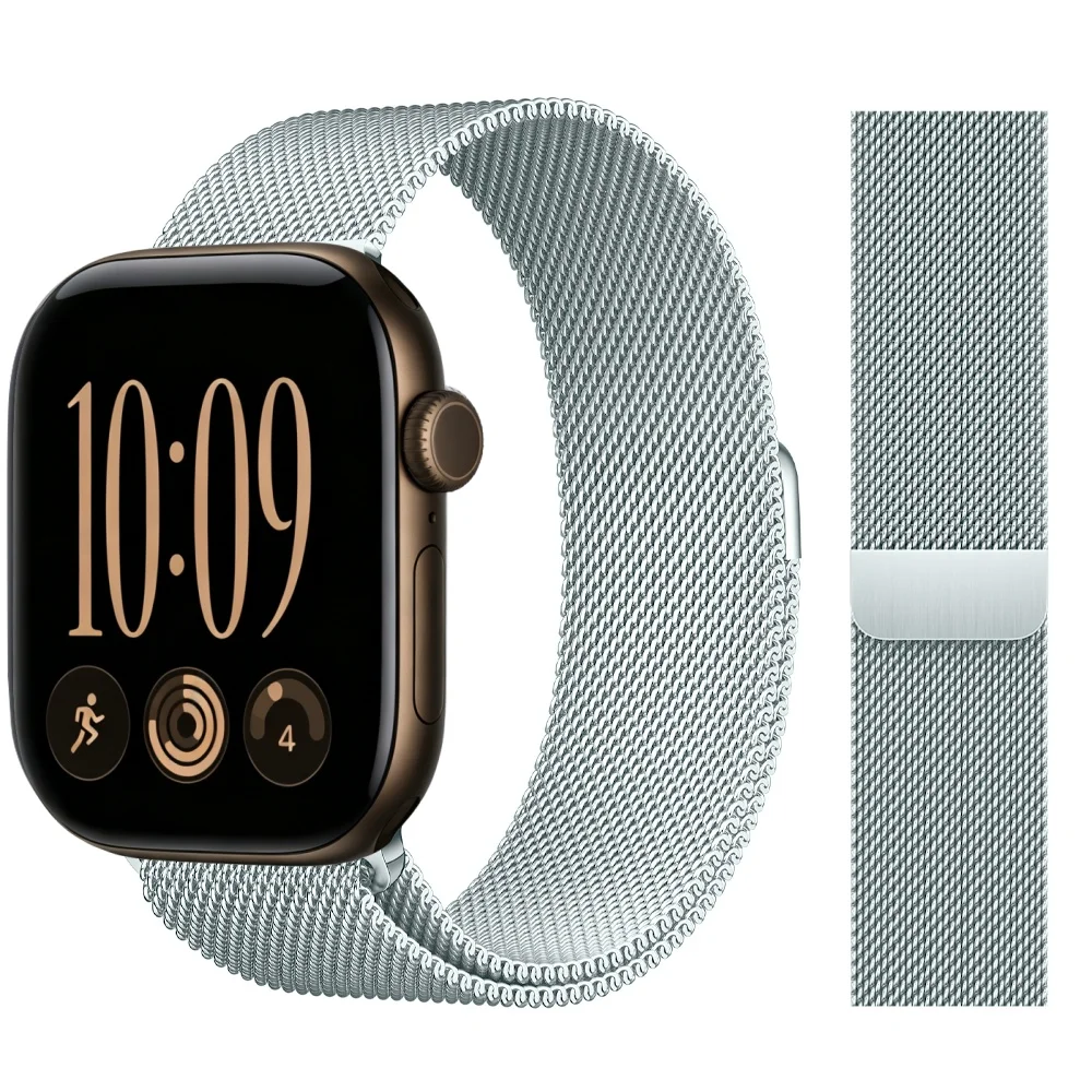 Milanese band voor Apple Watch, 46, 42, 44, 40, 45 mm, originele metalen band, geschikt voor iWatch Series 12, 11, 10, 9, 8, SE, Ultra 3, 4.