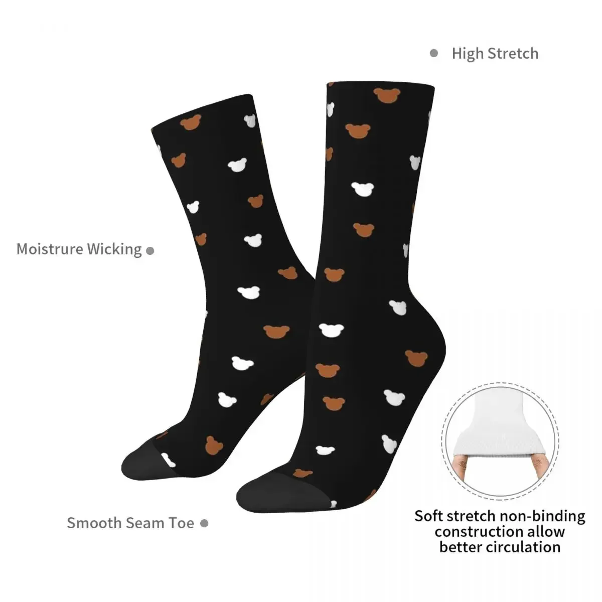 Milk And Mocha,black Socks Harajuku Sweat Absorbing Stockings All Season Long Socks Accessories for Man's Woman's Gifts