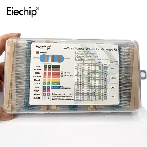 2600pcs Assorted Metal Film Resistors 1 4W 1% Eiechip