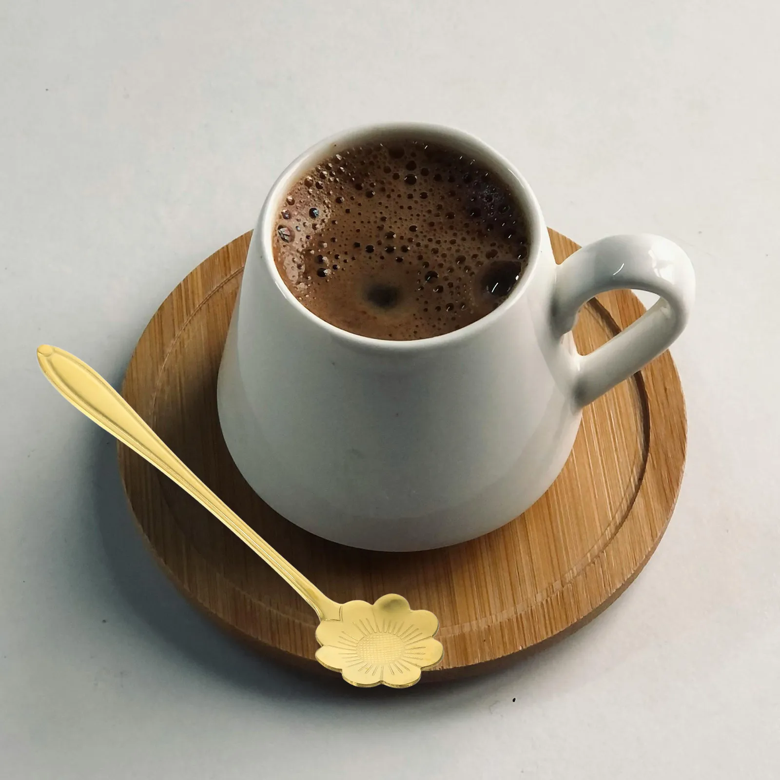 

2Pcs Stainless Steel Coffee Pattern Long Handle Mixing Honey Dessert Small Spoons Portable Tea Stirring Dessert