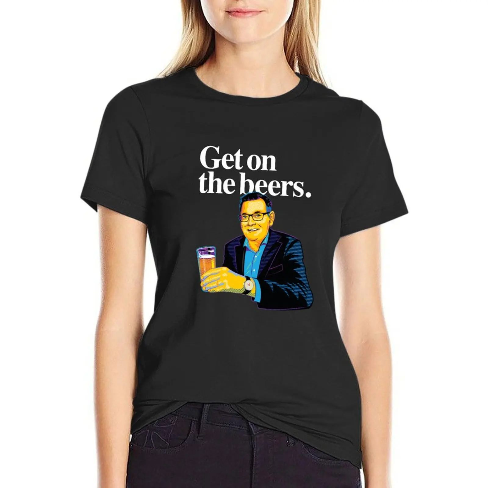 Get on the beers. Colour T-Shirt aesthetic clothes tops hippie clothes shirts graphic tees black t-shirts for Women