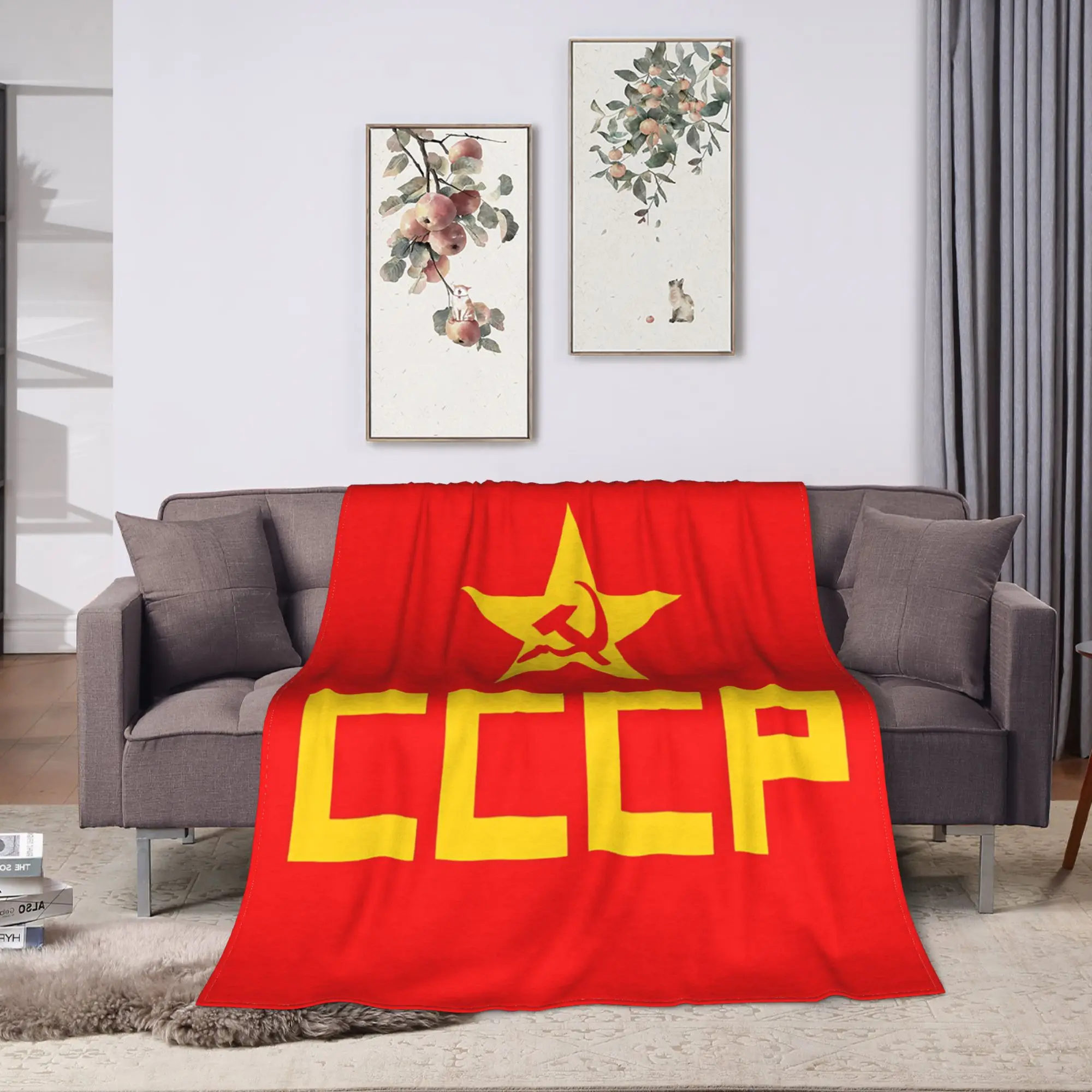CCCP Soviet Hammer And Sickle Star Soft Warm Blanket  Girls Boys Plush Throw Blanket Novelty Couch Chair  Sofa Bed Cover
