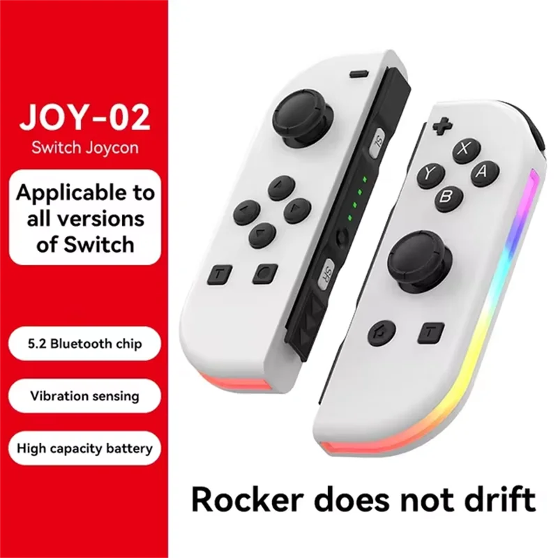 BT 5,2 Joy Controller RGB LED Switch L/R Joypad para Nintendo Switch/Lite/Oled JoyCon Gamepads Joystick con doble vibración