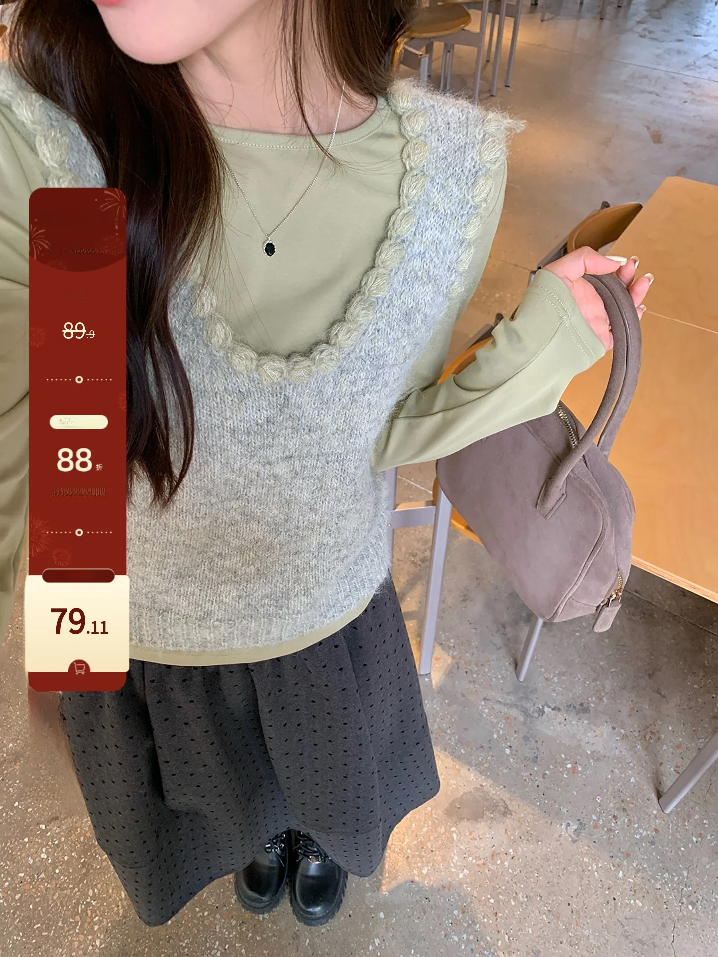 

Женский вязаный жилет Cheese Rabbit с U-образным вырезом, повседневный топ для многослойных образов, теплая верхняя одежда, модный, для поездок на работу, из полиэстера