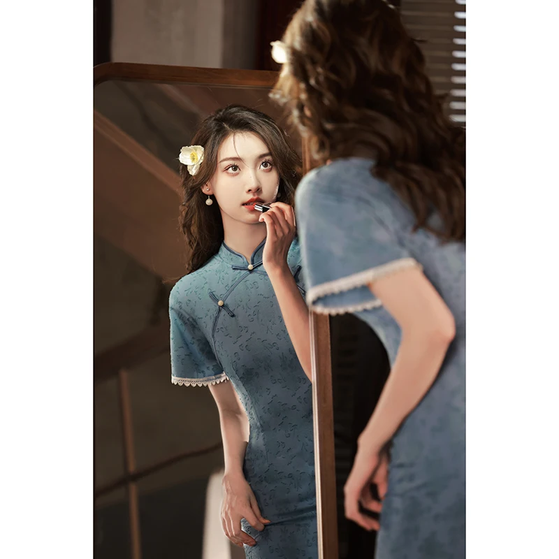 

Синяя молодежная женская одежда, лето 2026, новая улучшенная версия, премиум-класс, индивидуальный стиль, ретро, молодежный образ