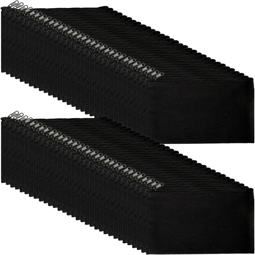 

UCEHIPAW 84 шт. холщовые косметички на молнии, черные, оптом, для карандашей, без рисунка, для самостоятельного творчества, холщовая косметичка или сумка для хранения