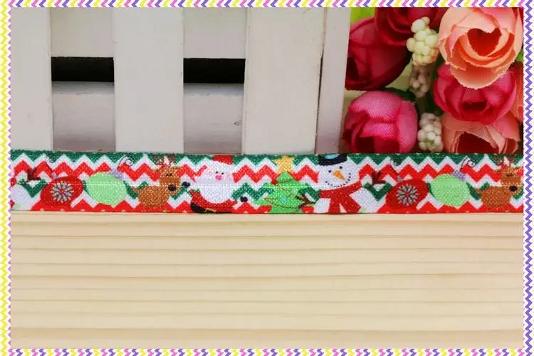 DHK 5/8'' 5yards Fold Elastic FOE christmas printed headband headwear diy decoration OEM Wholesale E362