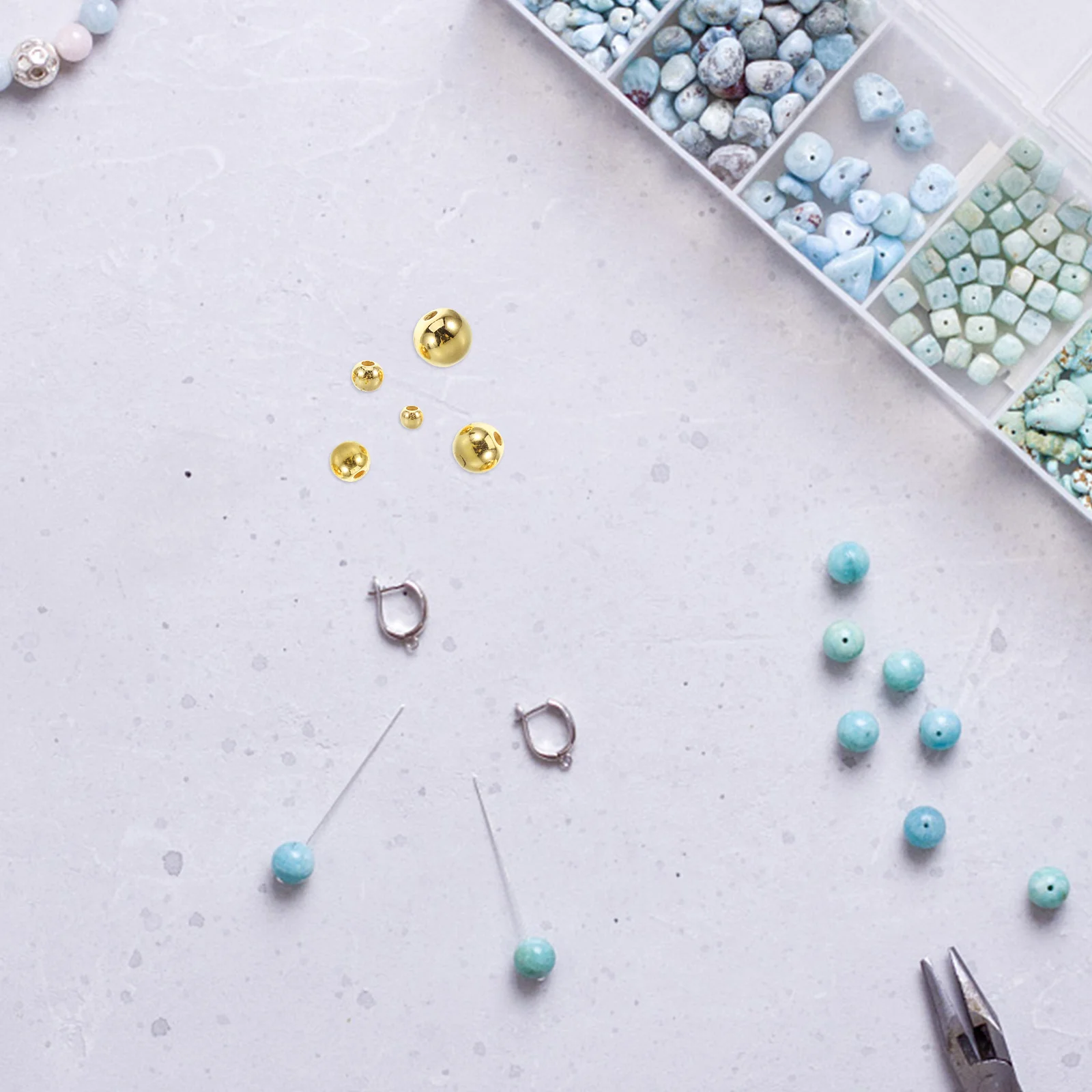 300 قطعة مطلية بالذهب خزر عازل مستدير صغير سلس الخرز لصنع المجوهرات أساور يدوية القلائد الاكسسوارات الحرفية