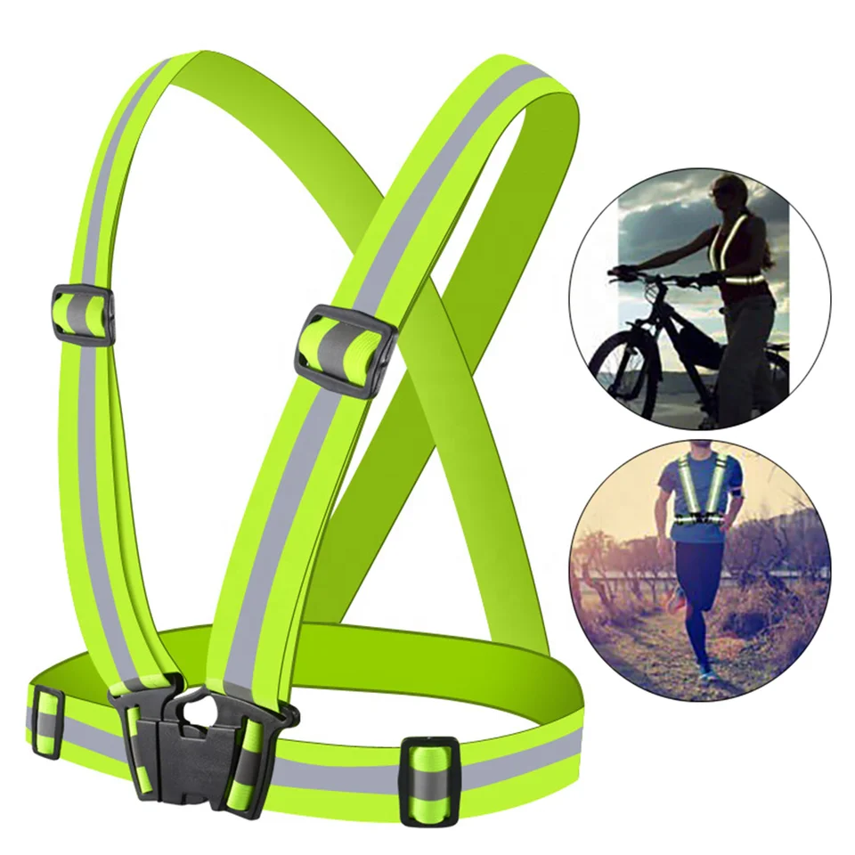 Highlight Reflective Straps Security Night Work Running Cycling Safety Reflective Vest High Visibility Reflective Safety Jacket